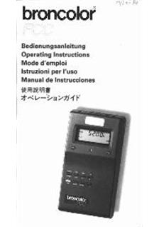Bron Broncolor Flashmeters manual. Camera Instructions.